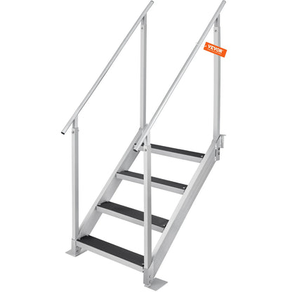 VEVOR Dock Ladder 4 Step, Dock Stairs 30''-38'' Adjustable Height, 500 lbs Load Capacity, Aluminum Pontoon Boat Ladder with Dual Handrails & Nonslip Mat for Ship/Lake/Pool/Marine Boarding - View 10