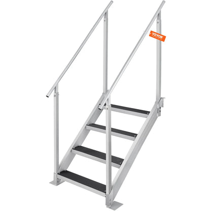 VEVOR Dock Ladder 4 Step, Dock Stairs 30''-38'' Adjustable Height, 500 lbs Load Capacity, Aluminum Pontoon Boat Ladder with Dual Handrails & Nonslip Mat for Ship/Lake/Pool/Marine Boarding - View 12