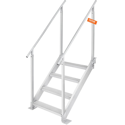 VEVOR Dock Ladder 4 Step, Dock Stairs 30''-38'' Adjustable Height, 500 lbs Load Capacity, Aluminum Pontoon Boat Ladder with Dual Handrails & Nonslip Mat for Ship/Lake/Pool/Marine Boarding - View 20