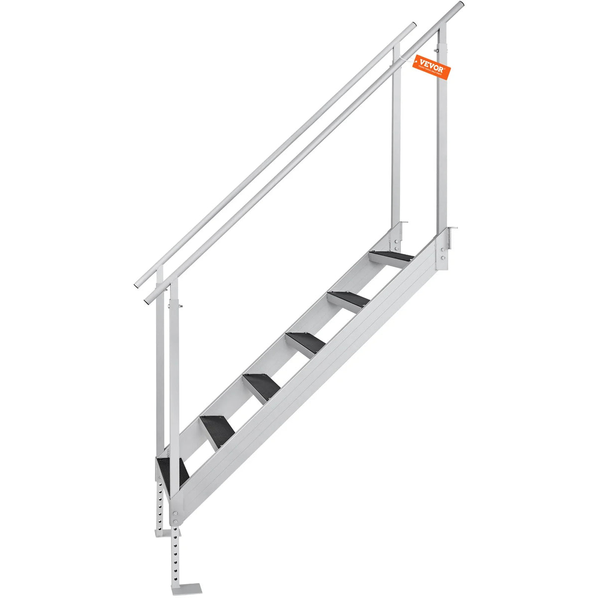 VEVOR Dock Ladder, 43''-51'' Adjustable Height, 500 lbs Load Capacity, Aluminum Alloy 6 Steps Pontoon Boat Ladder with Dual Handrails & Nonslip Mat, Ideal for Ship/Lake/Pool/Marine Boarding - View 9