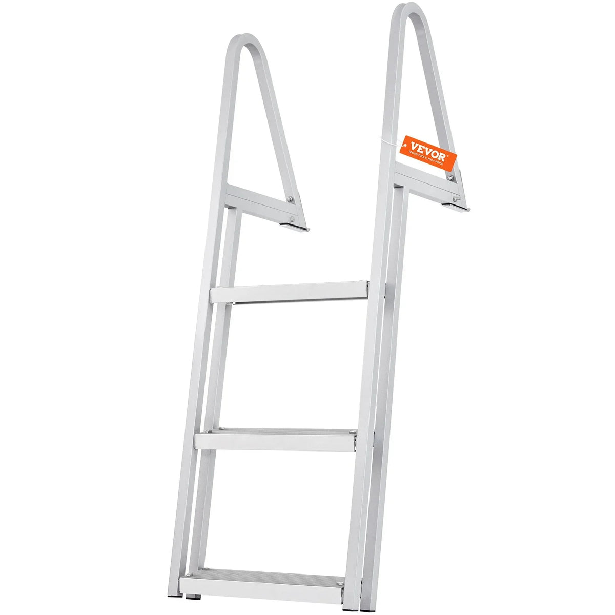 VEVOR Dock Ladder, Removable 3 Steps, 350 lbs Load Capacity, Aluminum Alloy Pontoon Boat Ladder with 4'' Wide Step & Nonslip Mat, Easy to Install for Ship/Lake/Pool/Marine Boarding