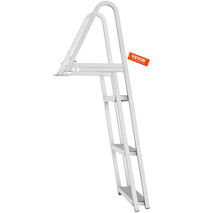 VEVOR Dock Ladder, Removable 3 Steps, 350 lbs Load Capacity, Aluminum Alloy Pontoon Boat Ladder with 4'' Wide Step & Nonslip Mat, Easy to Install for Ship/Lake/Pool/Marine Boarding - View 18