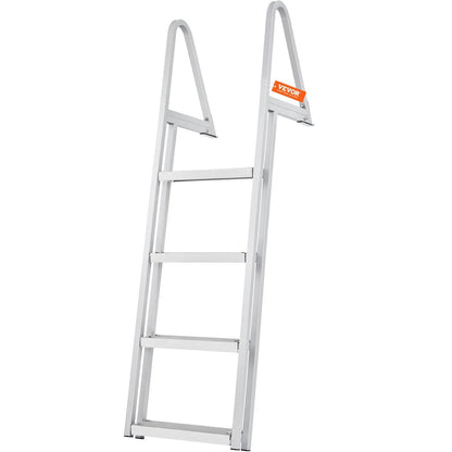 VEVOR Dock Ladder, Removable 4 Steps, 350 lbs Load Capacity, Aluminum Alloy Pontoon Boat Ladder with 4'' Wide Step & Nonslip Mat, Easy to Install for Ship/Lake/Pool/Marine Boarding - View 10