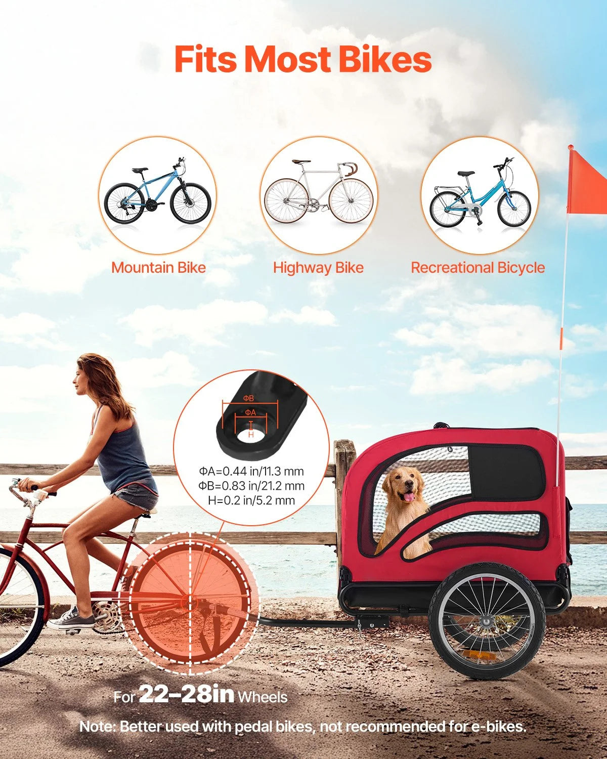VEVOR Dog Bike Trailer Pet Bicycle Trailer Cat Carrier 100 lbs Water Resistant - View 2
