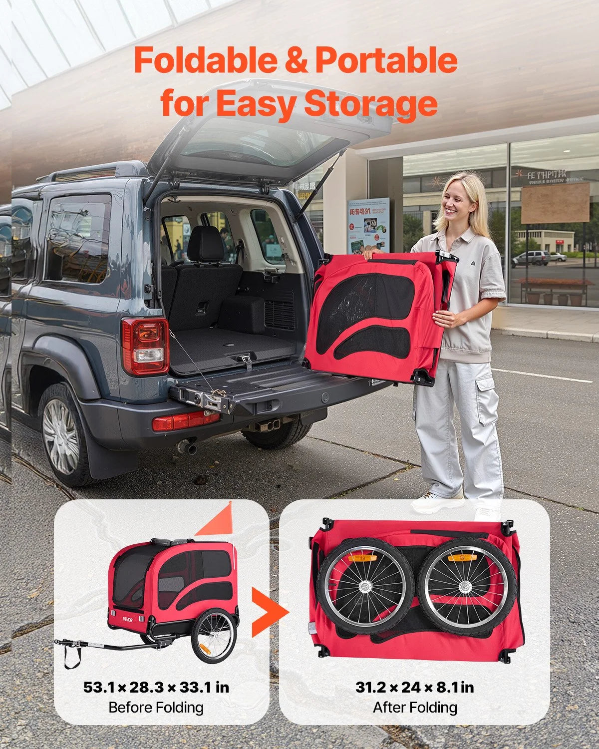 VEVOR Dog Bike Trailer Pet Bicycle Trailer Cat Carrier 100 lbs Water Resistant - View 6