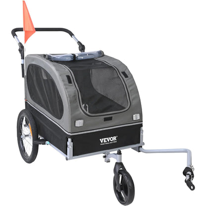 VEVOR Dog Bike Trailer, Supports up to 88 lbs, 2-in-1 Pet Stroller Cart Bicycle Carrier, Easy Folding Cart Frame with Quick Release Wheels, Universal Bicycle Coupler, Reflectors, Flag, Black/Gray - View 14