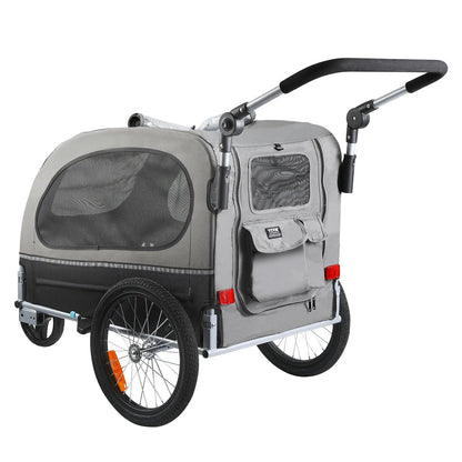 VEVOR Dog Bike Trailer, Supports up to 88 lbs, 2-in-1 Pet Stroller Cart Bicycle Carrier, Easy Folding Cart Frame with Quick Release Wheels, Universal Bicycle Coupler, Reflectors, Flag, Black/Gray - View 24