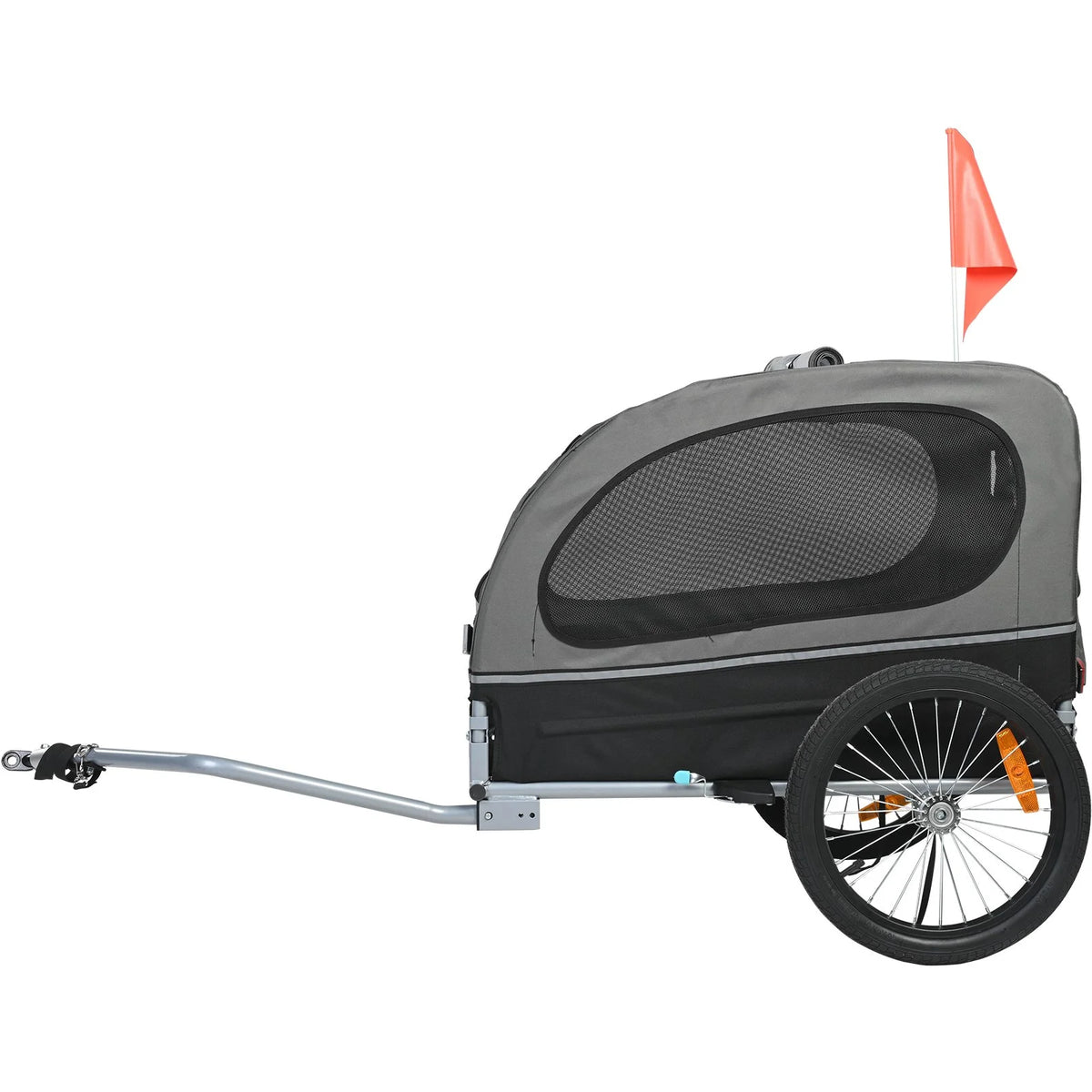 VEVOR Dog Bike Trailer, Supports up to 88 lbs, Pet Cart Bicycle Carrier, Easy Folding Frame with Quick Release Wheels, Universal Bicycle Coupler, Reflectors, Flag, Collapsible to Store, Black/Gray - View 9
