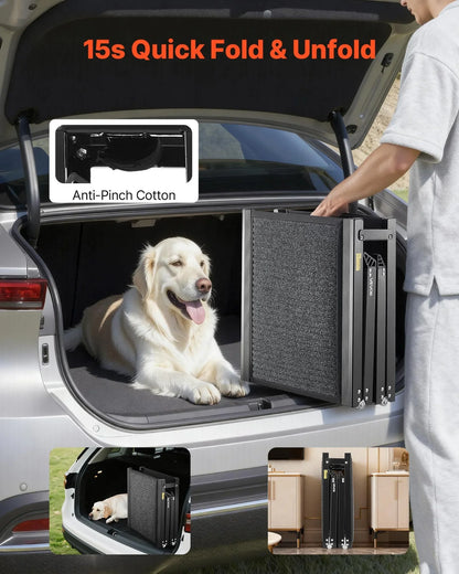 VEVOR Dog Ramp for Cars, 71" L x 17" W, Folding Pet Ramps for Medium & Large Dogs up to 250lbs, Pet Stair Ramp with Non-Slip Felt Rug Surface, Portable Outdoor Dog Car Ramps for SUV & Truck - View 4