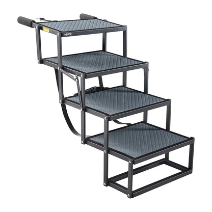 VEVOR Dog Stairs for Car, 4 Steps Extra Wide Foldable Dog Ramp for Large Dogs with Non-Slip Surface, Portable Lightweight Pet Stairs Ladder for Car, SUV, Truck, High Bed, Sofa, Support up to 400 lbs - View 10