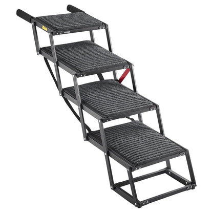 VEVOR Dog Stairs for Car, 4 Steps Extra Wide Foldable Dog Ramp for Large Dogs with Non-Slip Rug Surface, Portable Lightweight Pet Ladder for Car, SUV, Truck, High Beds, Sofas, Support up to 200 lbs - View 8