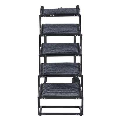 VEVOR Dog Stairs for Car, 5 Steps Extra Wide Foldable Dog Ramp for Large Dogs with Non-Slip Rug Surface, Portable Lightweight Pet Ladder for Car, SUV, Truck, High Beds, Sofas, Support up to 200 lbs - View 9
