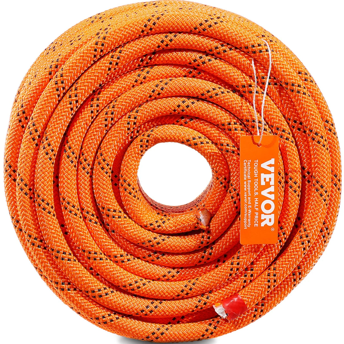 VEVOR Double Braided Polyester Rope, 1/2 in x 120 ft, 48 Strands, 8000 LBS Breaking Strength Outdoor Climbing Rope, Arborist Rigging Rope for Rock Hiking Camping Swing Rappelling Rescue, Orange/Black - View 10