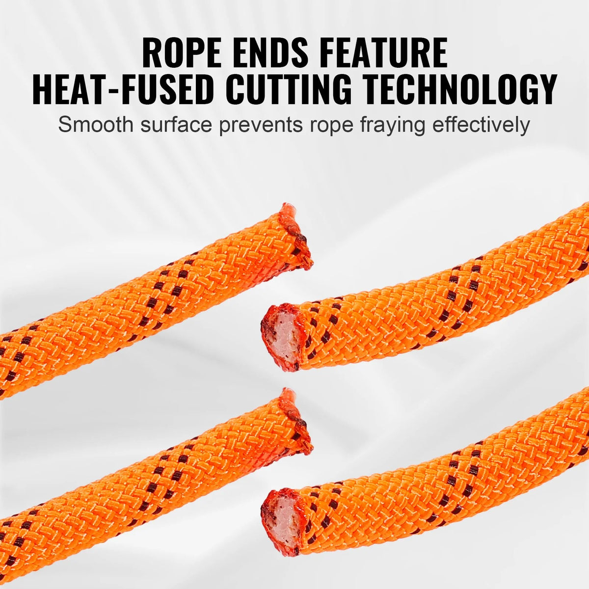VEVOR Double Braided Polyester Rope, 1/2 in x 120 ft, 48 Strands, 8000 LBS Breaking Strength Outdoor Climbing Rope, Arborist Rigging Rope for Rock Hiking Camping Swing Rappelling Rescue, Orange/Black - View 5