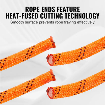 VEVOR Double Braided Polyester Rope, 1/2 in x 120 ft, 48 Strands, 8000 LBS Breaking Strength Outdoor Climbing Rope, Arborist Rigging Rope for Rock Hiking Camping Swing Rappelling Rescue, Orange/Black - View 5