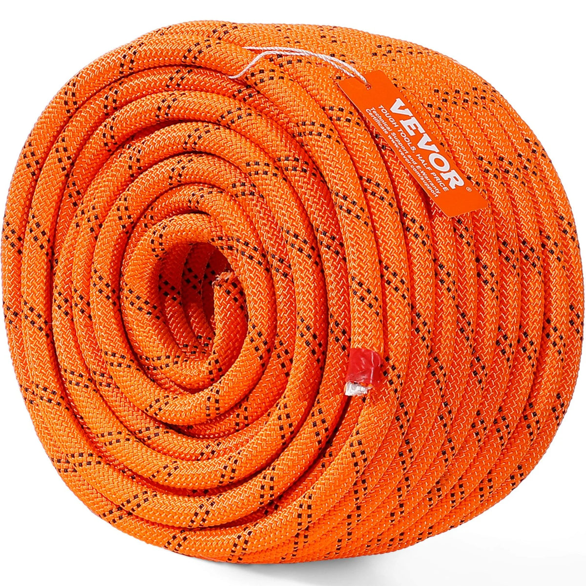 VEVOR Double Braided Polyester Rope, 1/2 in x 120 ft, 48 Strands, 8000 LBS Breaking Strength Outdoor Climbing Rope, Arborist Rigging Rope for Rock Hiking Camping Swing Rappelling Rescue, Orange/Black - View 9