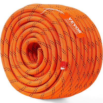 VEVOR Double Braided Polyester Rope, 1/2 in x 120 ft, 48 Strands, 8000 LBS Breaking Strength Outdoor Climbing Rope, Arborist Rigging Rope for Rock Hiking Camping Swing Rappelling Rescue, Orange/Black - View 9