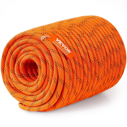 VEVOR Double Braided Polyester Rope, 1/2 in x 220 ft, 48 Strands, 8000 LBS Breaking Strength Outdoor Climbing Rope, Arborist Rigging Rope for Rock Hiking Camping Swing Rappelling Rescue, Orange/Black - View 10