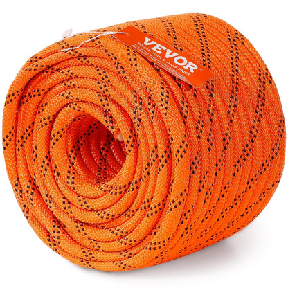 VEVOR Double Braided Polyester Rope, 3/8 in x 120 ft, 48 Strands, 4000 LBS Breaking Strength Outdoor Climbing Rope, Arborist Rigging Rope for Rock Hiking Camping Swing Rappelling Rescue, Orange/Black - View 10