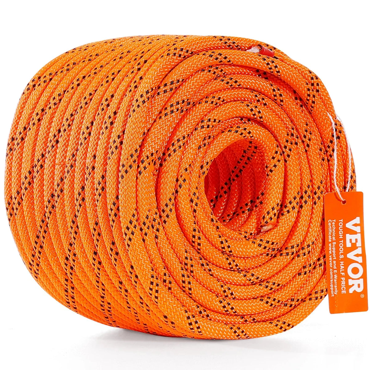 VEVOR Double Braided Polyester Rope, 3/8 in x 120 ft, 48 Strands, 4000 LBS Breaking Strength Outdoor Climbing Rope, Arborist Rigging Rope for Rock Hiking Camping Swing Rappelling Rescue, Orange/Black - View 11