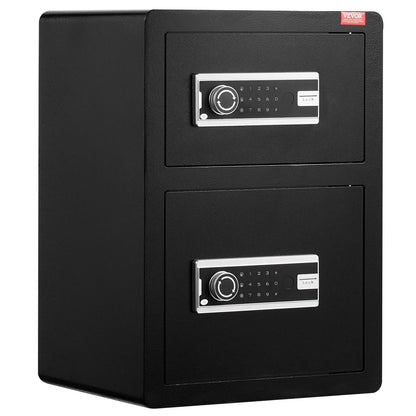 VEVOR Double Doors 3.5 cu.ft Safe Box with Key Lock & Password, Safe Lock Box with Fireproof Bag, Key Rack, LED Light and 2 Height Adjustable and Removable Divider for Money, Documents, Jewelry and Valuables, Black - View 9