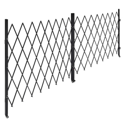 VEVOR Double Folding Security Gate, Lockable Scissor Gate with 360° Swivel Casters, Outdoor Barricade Steel Retractable Gates, for Entry Security, Garage, Warehouse & Pool, 155.12 x 86.81 in (W x H) - View 9