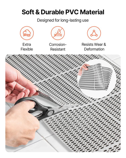 VEVOR Drainage Mat, 3 x 50 ft, PVC Non Slip Commercial Floor Mat, Wet Area Water Drain Splash Matting Hollow Doormat Roll, for Outdoor Indoor Restaurant Swimming Pool Patio Bathroom Washroom, Gray - View 2