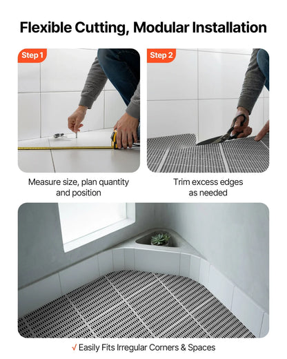 VEVOR Drainage Mat, 3 x 50 ft, PVC Non Slip Commercial Floor Mat, Wet Area Water Drain Splash Matting Hollow Doormat Roll, for Outdoor Indoor Restaurant Swimming Pool Patio Bathroom Washroom, Gray - View 4