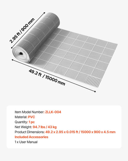 VEVOR Drainage Mat, 3 x 50 ft, PVC Non Slip Commercial Floor Mat, Wet Area Water Drain Splash Matting Hollow Doormat Roll, for Outdoor Indoor Restaurant Swimming Pool Patio Bathroom Washroom, Gray - View 6