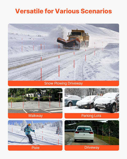VEVOR Driveway Markers, 200Pcs 48 in Long 1/4 in Dia, Hi-Visibility Driveway Reflectors with 12 in Steel Drill Bits, Reflective Snow Sticks Fiberglass Pole for Parking Lots, Walkways, Snow Plowing - View 5