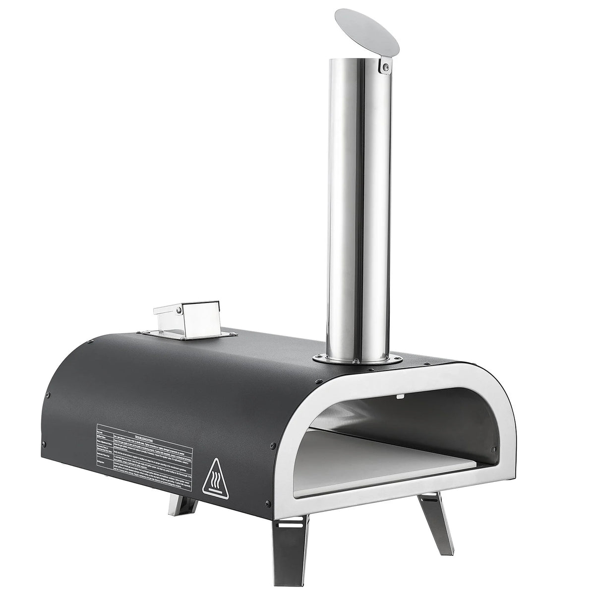 VEVOR Dual Fuel Pizza Oven Outdoor, 12 in Wood Fire & Propane Gas Pizza Oven, Portable Pellet & Propane Pizza-Maker with Thermometer, Iron Spray Black Shell Pizza-Cook for Outside Camping & Backyard - View 9