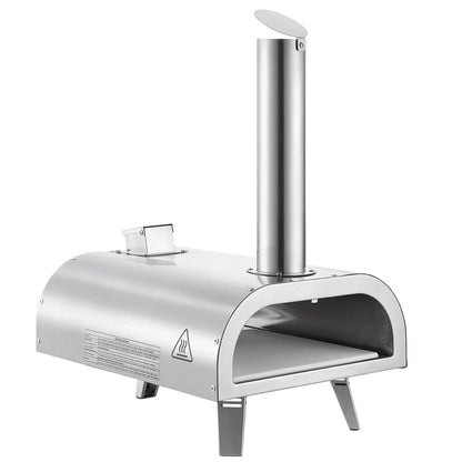 VEVOR Dual Fuel Pizza Oven Outdoor, 12 Inch Wood Fire & Propane Gas Pizza Oven, Pellet & Propane Pizza-Maker with Thermometer, Stainless Steel Pizza-Cook for Outside Camping & Backyard - View 9