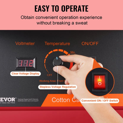VEVOR Electric Cotton Candy Machine, 1000W Candy Floss Maker, Commercial Cotton Candy Machine with Stainless Steel Bowl, and Sugar Scoop, Perfect for Home Kids Birthday, Family Party (Red) - View 2