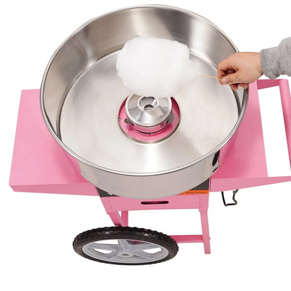 VEVOR Electric Cotton Candy Machine with Cart, 1000W Commercial Floss Maker with Stainless Steel Bowl, Sugar Scoop and Drawer, Perfect for Home, Kids Birthday, Family Party, Pink - View 11