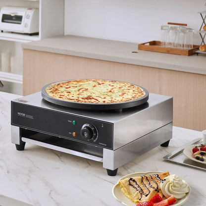 VEVOR Electric Crepe Maker, 16-Inch Commercial Crepe Machine, 1700W Flat Plate Crepe Griddle, Nonstick Stainless Steel Pancake Making Machine, Desktop Circular Cereals Pancake Stove with Temp Control - View 7