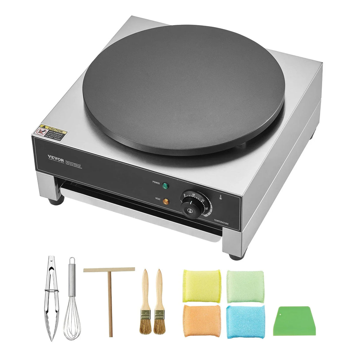 VEVOR Electric Crepe Maker, 16-Inch Commercial Crepe Machine, 1700W Flat Plate Crepe Griddle, Nonstick Stainless Steel Pancake Making Machine, Desktop Circular Cereals Pancake Stove with Temp Control - View 8