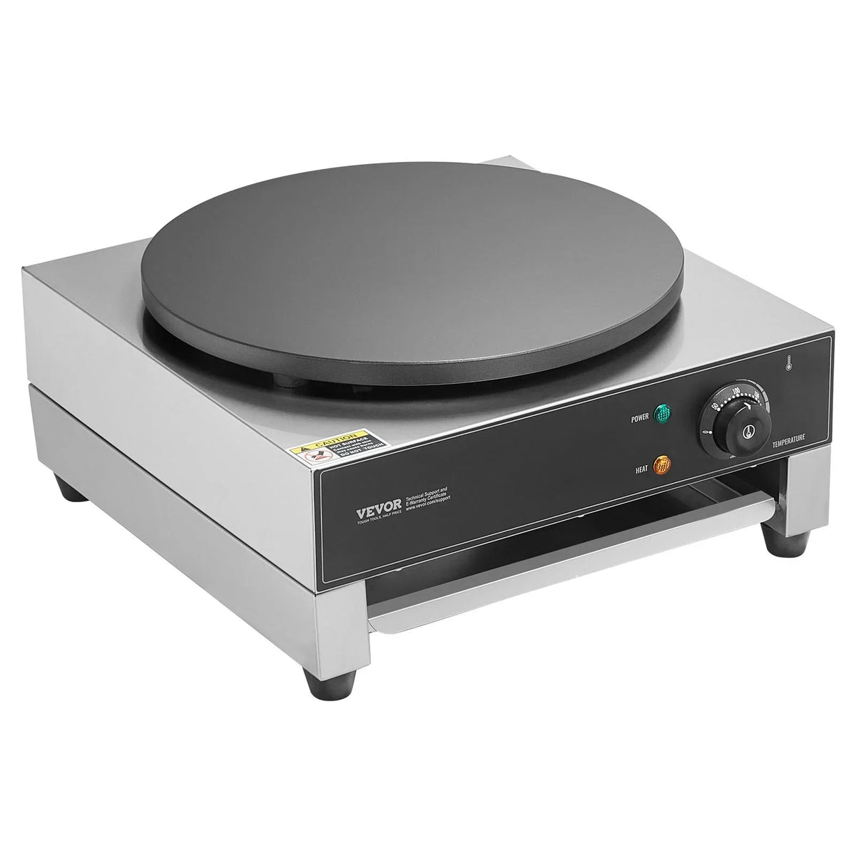 VEVOR Electric Crepe Maker, 16-Inch Commercial Crepe Machine, 1700W Flat Plate Crepe Griddle, Nonstick Stainless Steel Pancake Making Machine, Desktop Circular Cereals Pancake Stove with Temp Control - View 9