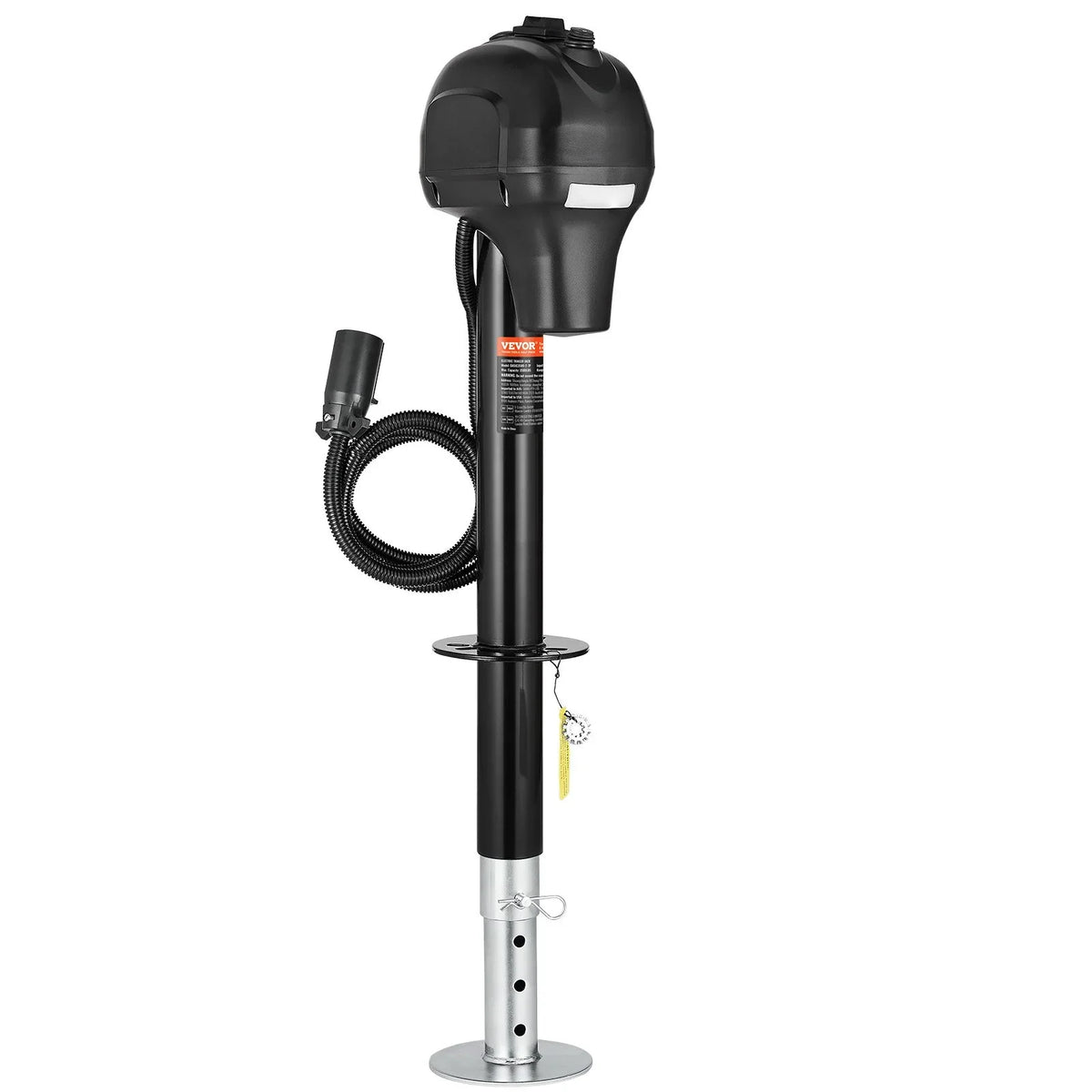 VEVOR Electric Trailer Jack, 3500 lbs, Heavy Duty RV Electric Power Tongue Jack with 7-pin Connector, Manual Crank Handle & Weatherproof Jack Cover, 9.5"-27.5" Lift, for Trailers, Campers & RVs, Black - View 8