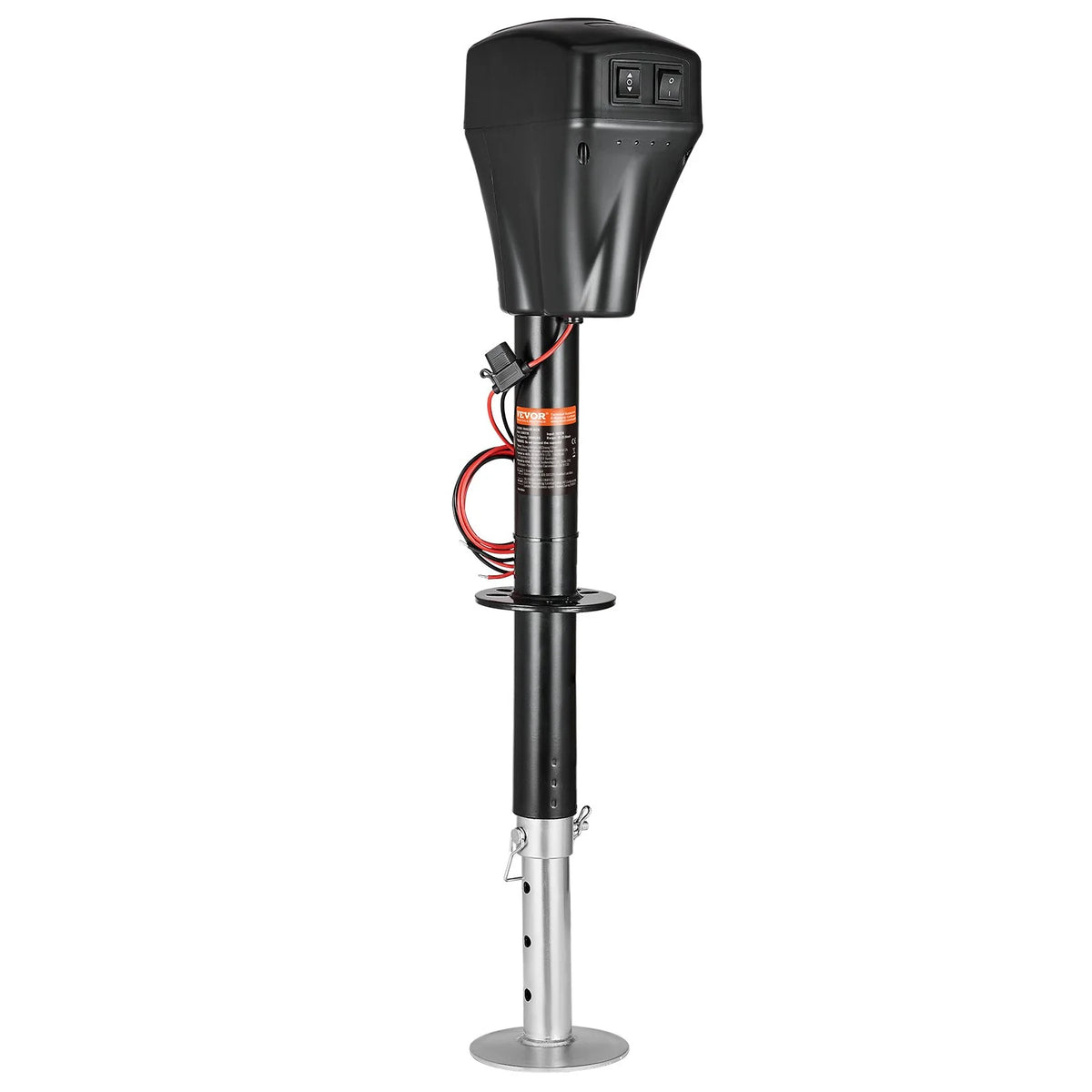 VEVOR Electric Trailer Jack, 5000 lbs, Heavy Duty RV Electric Power Tongue Jack with 2 Way Connector, Manual Crank Handle & Weatherproof Jack Cover, 10"-28.3" Lift, for RVs, Trailers & Campers, Black - View 9