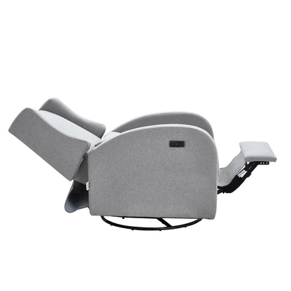VEVOR Electronic Power Recliner and Swivel Glider, 250 lbs Weight Capacity Swivel Glider Recliner Chair with USB Port, Polyester Surface Swivel Rocker Recliner  for Living Room, Bedroom, Light Gray - View 10