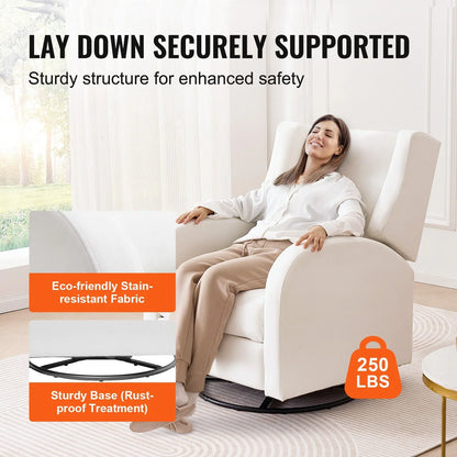 VEVOR Electronic Power Recliner and Swivel Glider, 250 lbs Weight Capacity Swivel Glider Recliner Chair with USB Port, Polyester Surface Swivel Rocker Recliner  for Living Room, Bedroom,  Off White - View 11