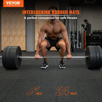 VEVOR EVA Interlocking Foam Floor Mats, 0.56 in Thickened 6 Pcs Puzzle Rubber Tiles, 24 x 24 in Exercise Floor Mat for Workout & Fitness, Heavy Duty Flooring Mats for Home, Gym, Office-24 Sq Ft - View 2