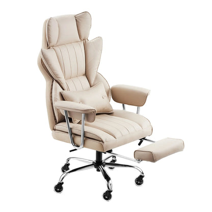 VEVOR Executive Office Chair with Footrest, 400lb Capacity Office Chair with Lumbar Pillow & Removable Armrests, Heavy Duty Ergonomic Chair, PU Leather Reclining Home Office Desk Chairs, Brown - View 9