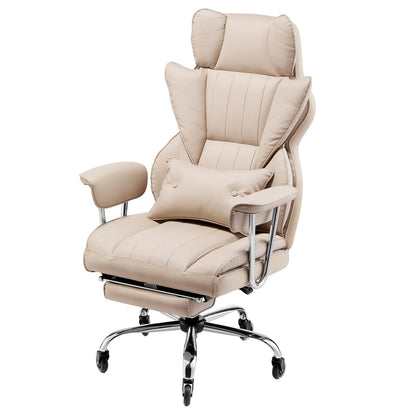 VEVOR Executive Office Chair with Footrest, 400lb Capacity Office Chair with Lumbar Pillow & Removable Armrests, Heavy Duty Ergonomic Chair, PU Leather Reclining Home Office Desk Chairs, Brown - View 10