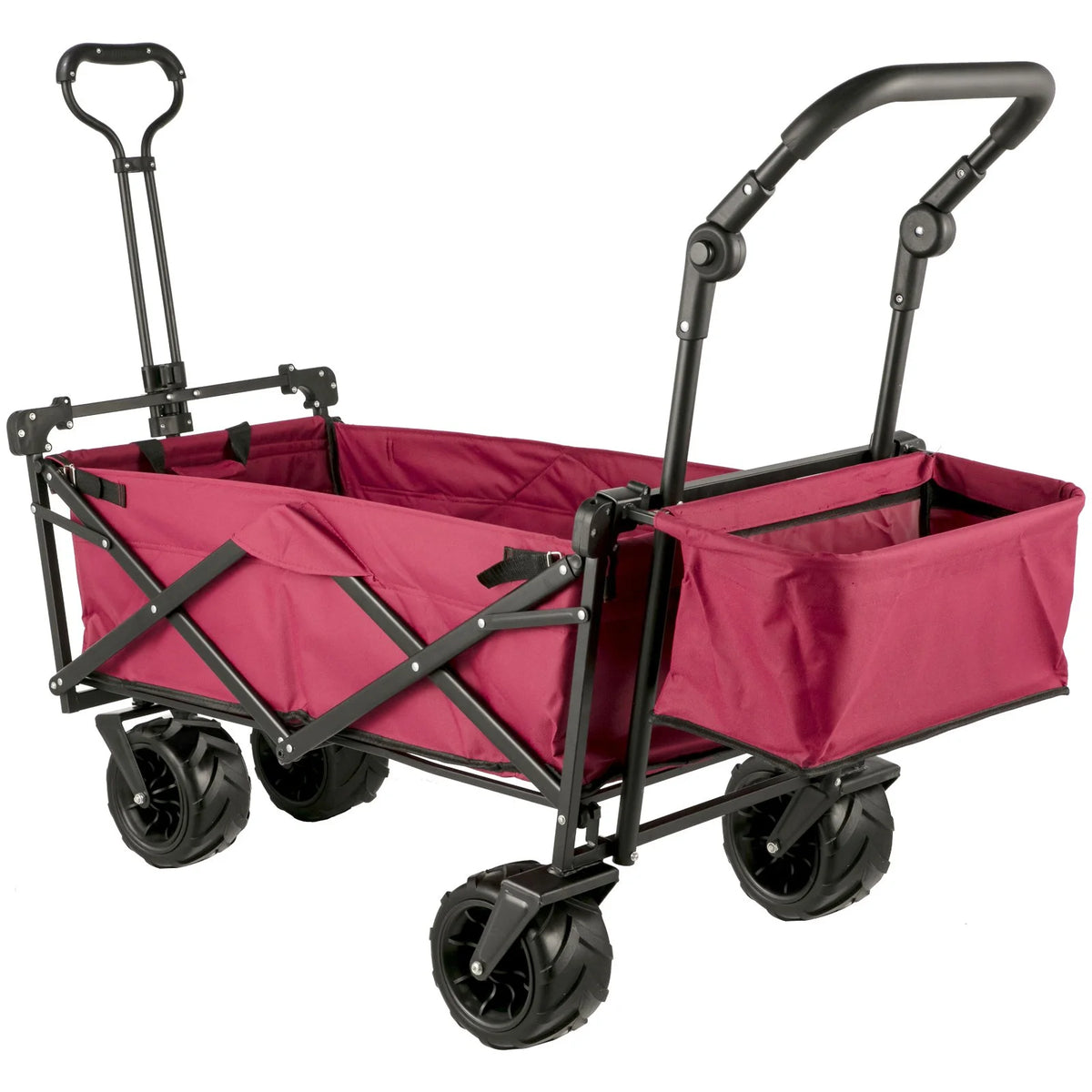 VEVOR Extra Large Collapsible Garden Cart with Removable Canopy, Folding Wagon Utility Carts with Wheels and Rear Storage, Wagon Cart for Garden, Camping, Grocery Cart, Shopping Cart, Red - View 8
