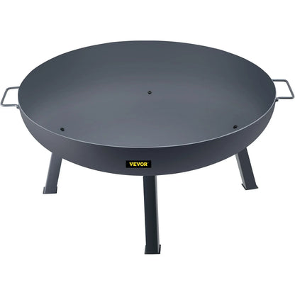VEVOR Fire Pit Bowl, 34-Inch Diameter Round Carbon Steel Fire Bowl, Wood Burning for Outdoor Patios, Backyards & Camping Uses, with A Drain Hole, Portable Handles and A Firewood Stick, Black - View 8