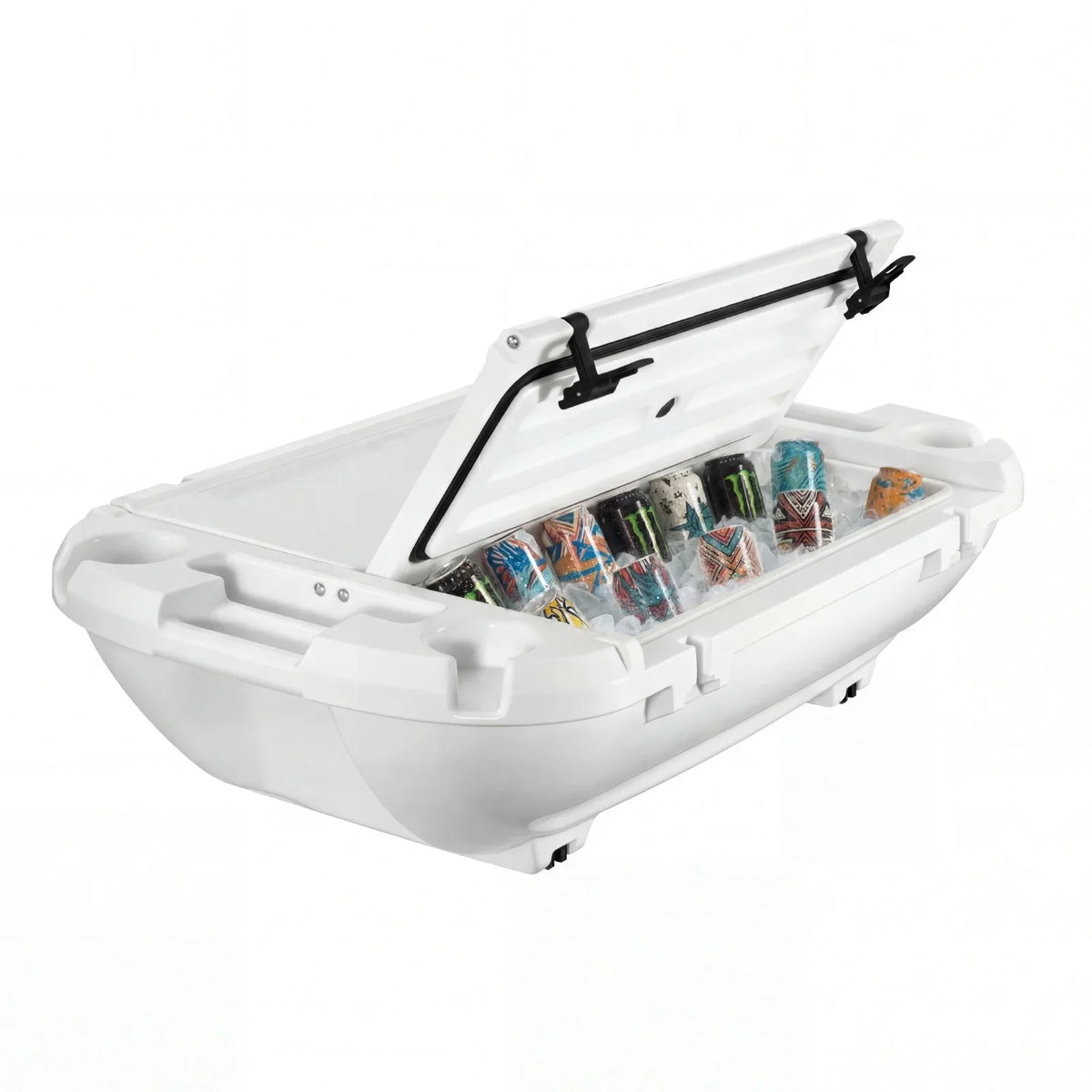 VEVOR Floating Cooler, 40 QT Floating Ice Chest with Dry Storage & Tow Rope, Premium LLDPE Amphibious Drink Cooler for Water & Land, Cruise Smoothly Stable on Lake, River, Pool, Beach, Kayak, White - View 8