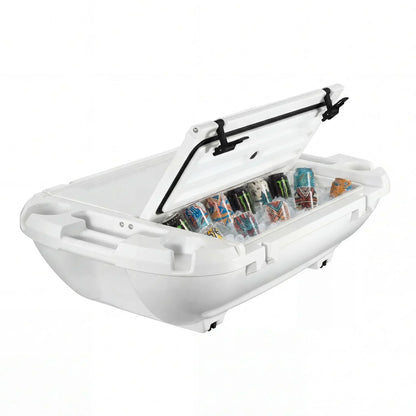 VEVOR Floating Cooler, 40 QT Floating Ice Chest with Dry Storage & Tow Rope, Premium LLDPE Amphibious Drink Cooler for Water & Land, Cruise Smoothly Stable on Lake, River, Pool, Beach, Kayak, White - View 8