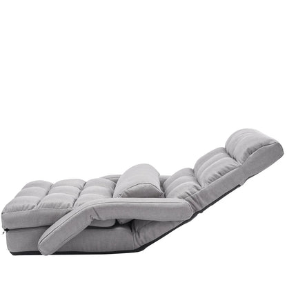 VEVOR Floor Chair, Floor Gaming Chair with 5 Adjustable Position and Back Support, Folding Sofa Chair with Armrest for Adults, Sofa Lounger Bed with Back Cushion for Living Room and Bedroom, Gray - View 10