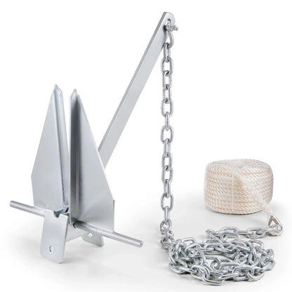 VEVOR Fluke Style Anchor Kit, 13 LBS Hot-Dipped Galvanized Steel Fluke Anchor with 7.9' Chain, 101' Rope and Two 0.4" Shackles, Marine Boat Anchor for Small Vessels Under 30', Seas, Rivers and Shores - View 8